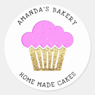 Pegatina Redonda Pasteles dulces pastelitos Hogar Vegan Bakery Purp