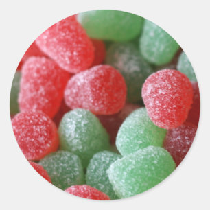 Pegatina Redonda Pastillas de goma rojas y verdes