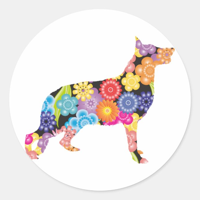 Pegatina Redonda Pastor alemán (Anverso)