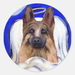 Pegatina Redonda Pastor Alemán  Ángel de Mascota