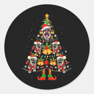 Pegatina Redonda Pastor alemán perro de Santa Hat navidad navidad