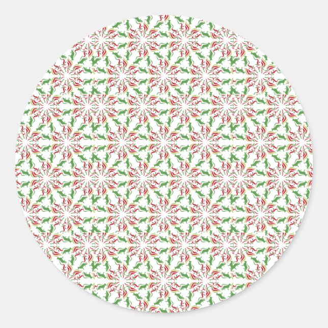 Pegatina Redonda Pastor alemán rojo verde (Anverso)