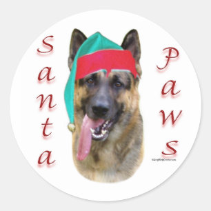 Pegatina Redonda Pastor alemán Santa Paws