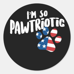 Pegatina Redonda Pata americana del perrito soy tan Pawtriotic