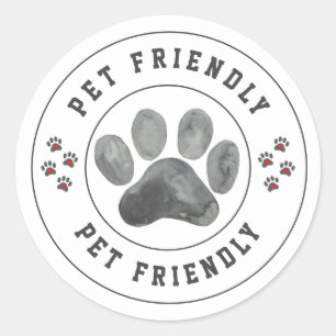 Pegatina Redonda Pata de acuarela Pet Friendly