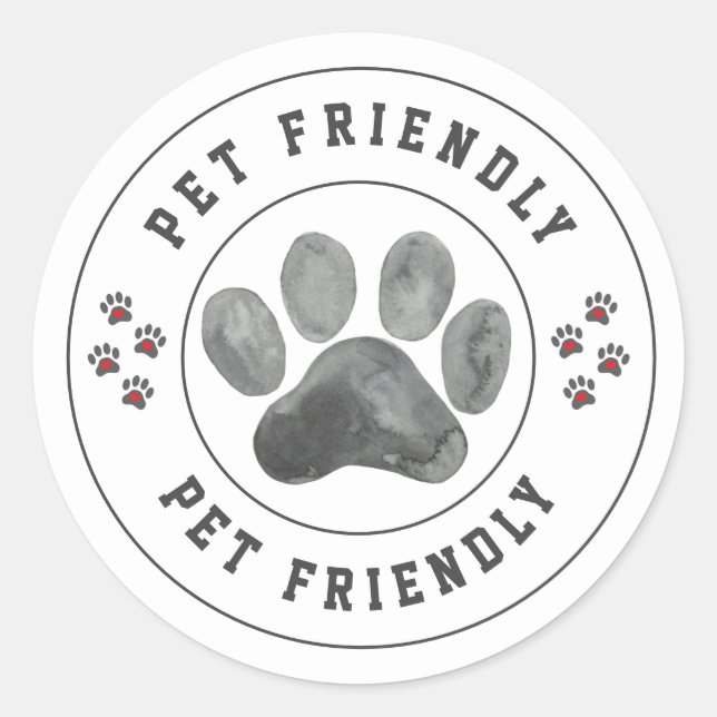 Pegatina Redonda Pata de acuarela Pet Friendly (Anverso)