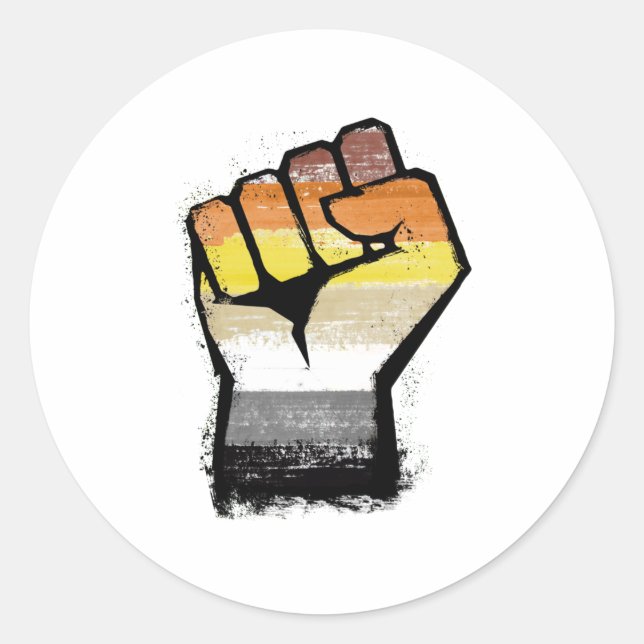 Pegatina Redonda Pata de la protesta del oso (Anverso)