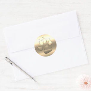 Pegatina Redonda Pata de perro de oro personalizada