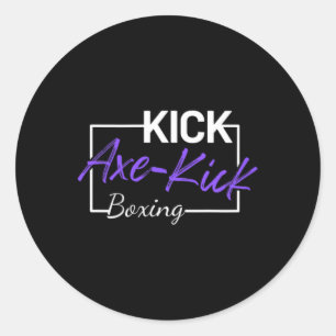 Pegatina Redonda Patada de hacha de kickboxing