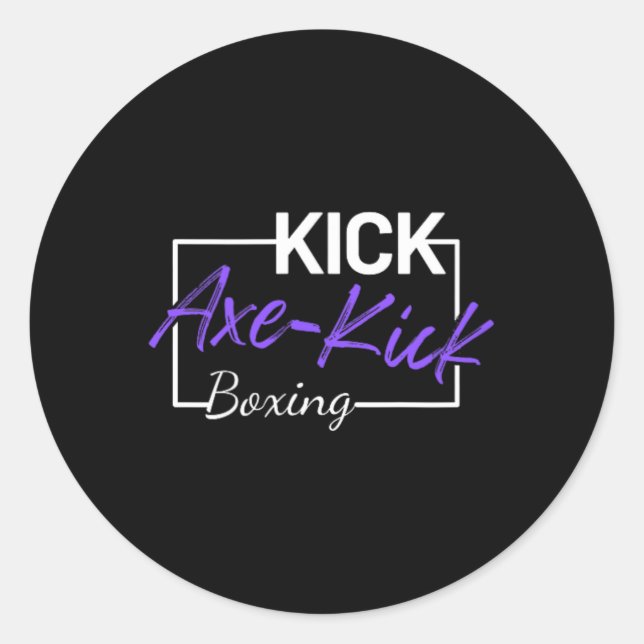 Pegatina Redonda Patada de hacha de kickboxing (Anverso)