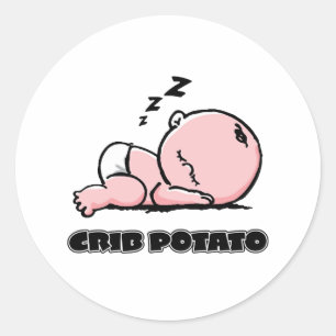 Pegatina Redonda Patata de la cuna - Pequeño Bebé durmiente