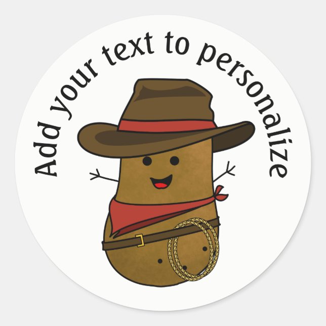 Pegatina Redonda Patata Vaquera Personalizada (Anverso)