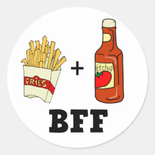 Pegatina Redonda Patatas fritas y salsa de tomate BFF
