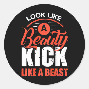 Pegatina Redonda Patea Como Una Bestia, Camiseta De Kickboxing, Cam