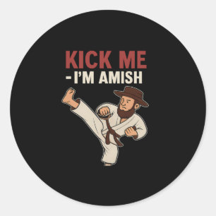 Pegatina Redonda Patéame Im Amish Karate Spin Kick Graphic