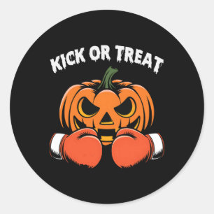 Pegatina Redonda Patear O Tratar El Boxeo Halloween Boxing Gracioso