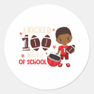 Pegatina Redonda Pateé 100 Días De Colegio De Fútbol Negro Africano