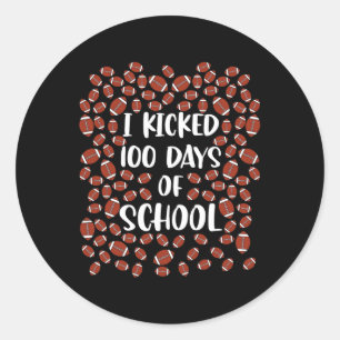 Pegatina Redonda Pateé 100 Días De Estudiante De Fútbol Escolar