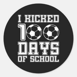Pegatina Redonda Pateé 100 Días De Fútbol Escolar Deportes De 100 D