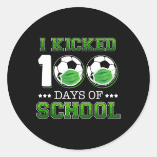 Pegatina Redonda Pateo 100 Días De Fútbol Escolar Con Mamáes De Car