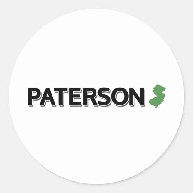 Pegatina Redonda Paterson, Nueva Jersey (Anverso)