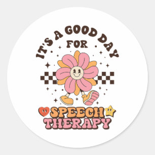 Pegatina Redonda Pathólogo del lenguaje del lenguaje del habla del 