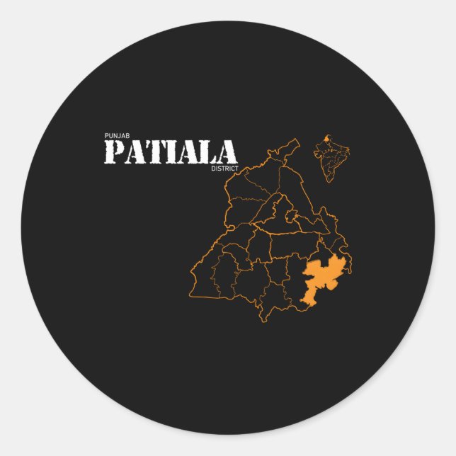 Pegatina Redonda Patiala de Punjab (Anverso)