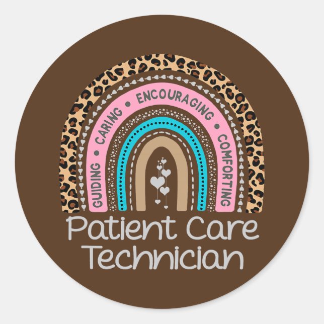 Pegatina Redonda Patient Care Technician Rainbow PCT Tech Nurse (Anverso)