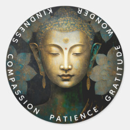 PEGATINA REDONDA PATINA DE PAZ | RETRATO DE MEDITACIÓN