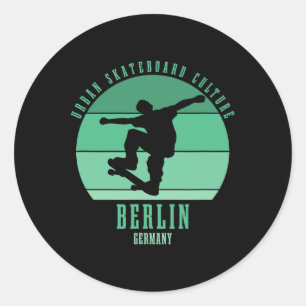 Pegatina Redonda Patinador de Berlín Alemania Urna Patineta 4