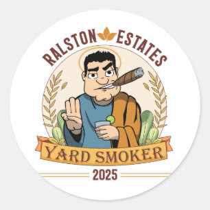 Pegatina Redonda Patinador oficial de Ralston Estates Yard Smoker 2