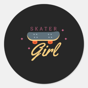 Pegatina Redonda Patinadora Patineta Patinaje Para Regalo De Chica