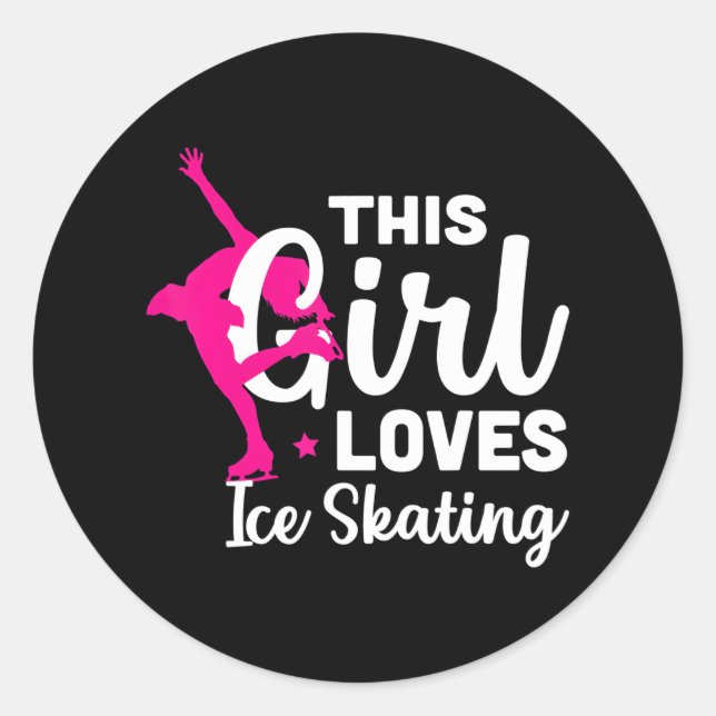 Pegatina Redonda patinaje artístico Este Chica ama el patinaje sobr (Anverso)
