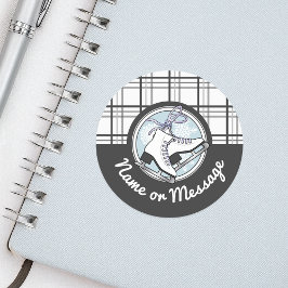 Pegatina Redonda Patinaje Artístico Moderno Personalizado sobre Tar