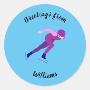 Pegatina Redonda Patinaje de velocidad