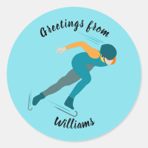 Pegatina Redonda Patinaje de velocidad