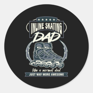 Pegatina Redonda Patinaje en línea Padre Rollerblading Roller Ska