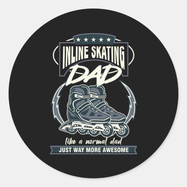 Pegatina Redonda Patinaje en línea Padre Rollerblading Roller Ska (Anverso)