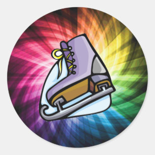 Pegatina Redonda Patinaje Hielo Colorido