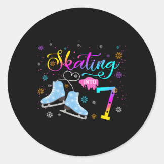 Pegatina Redonda Patinaje Hielo En Familia 7