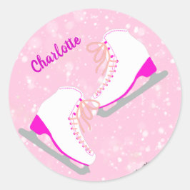 Pegatina Redonda Patinaje Hielo Personalizado Patinaje Kawaii Gráfi