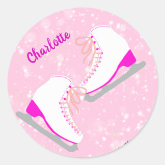 Pegatina Redonda Patinaje Hielo Personalizado Patinaje Kawaii Gráfi