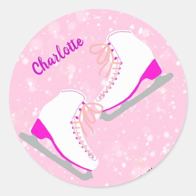 Pegatina Redonda Patinaje Hielo Personalizado Patinaje Kawaii Gráfi (Anverso)