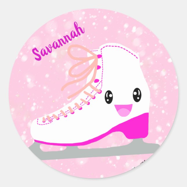 Pegatina Redonda Patinaje Ice Personalizado Patinaje Artístico Kawa (Anverso)