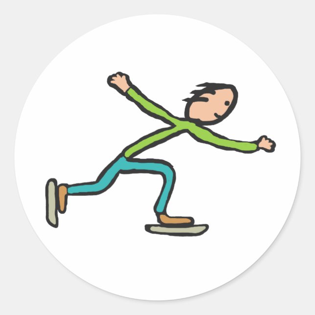 Pegatina Redonda Patinaje sobre hielo (Anverso)