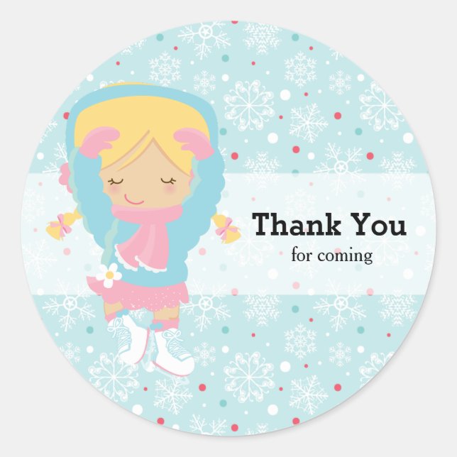 Pegatina Redonda Patinaje sobre hielo (Anverso)