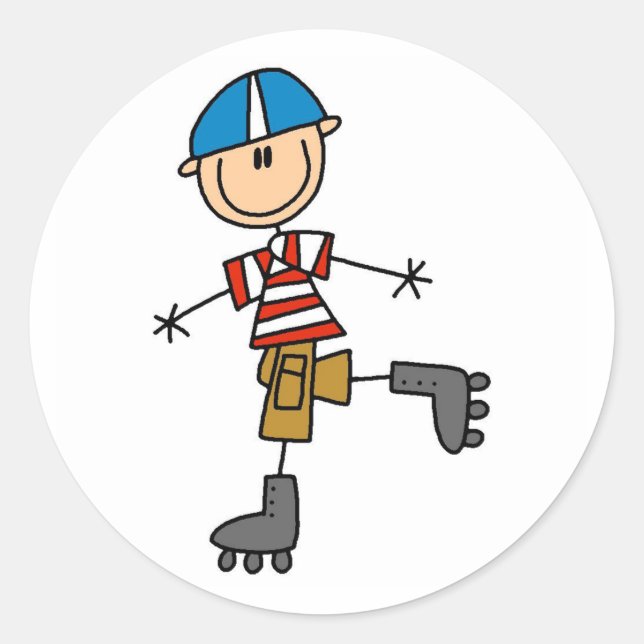 Pegatina Redonda Patinaje sobre patinaje sobre patinaje sobre patin (Anverso)