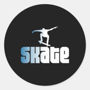 Pegatina Redonda Patinar monopatín retro patinaje patinador