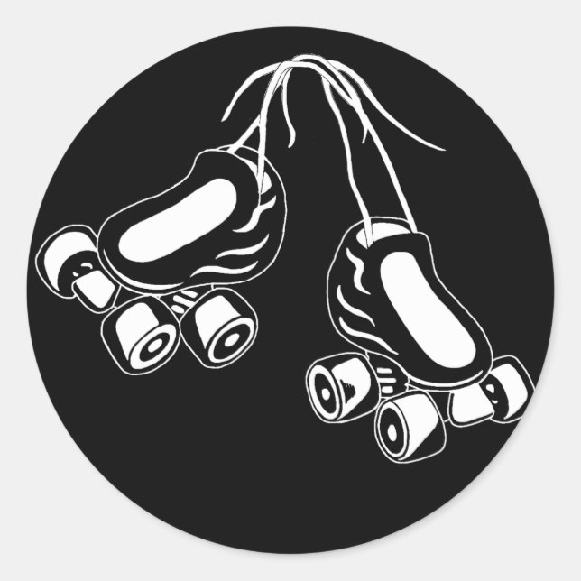Pegatina Redonda patines blancos (Anverso)