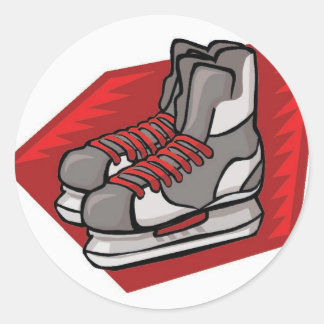 Pegatina Redonda Patines de hockey sobre hielo
